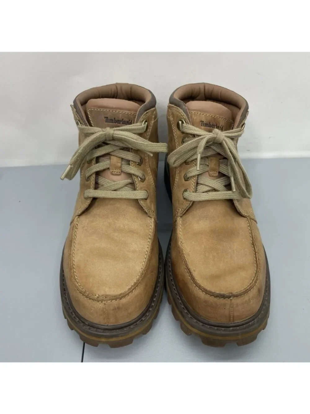 Timberland Moc Toe Chukka Boots 87576 Nubuck Leather Tan Mens 10.5